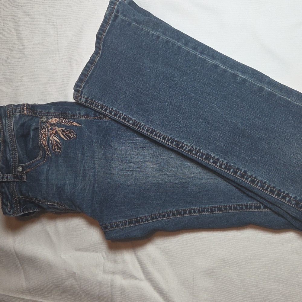 Grace in LA Blue Jeans with Brown Embroidery - Picture 10 of 10